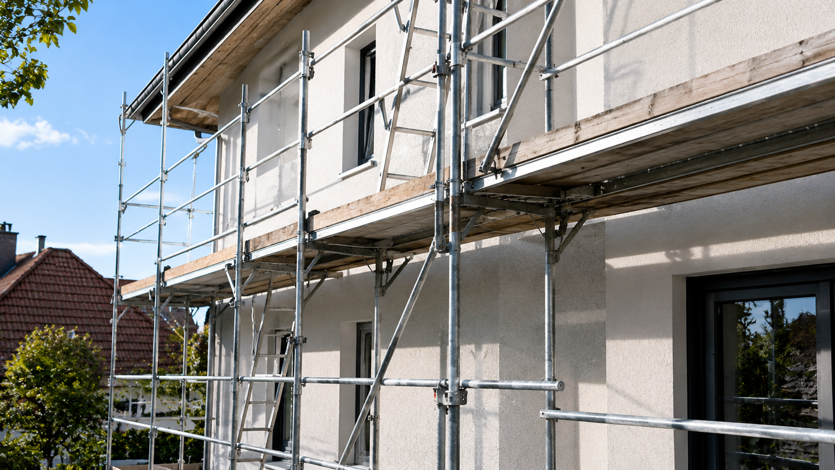 Gerüstbau Sindelfingen – Fassadengerüst an einem Wohnhaus